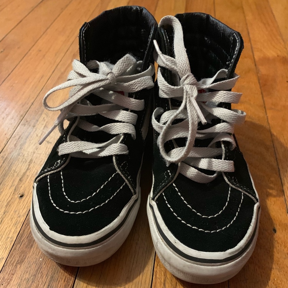 Boys Black and White High Top Vans